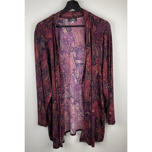 Any Wear by Catherines Cardigan Womens Size 4X? Purple Long Sleeve Paisley Boho